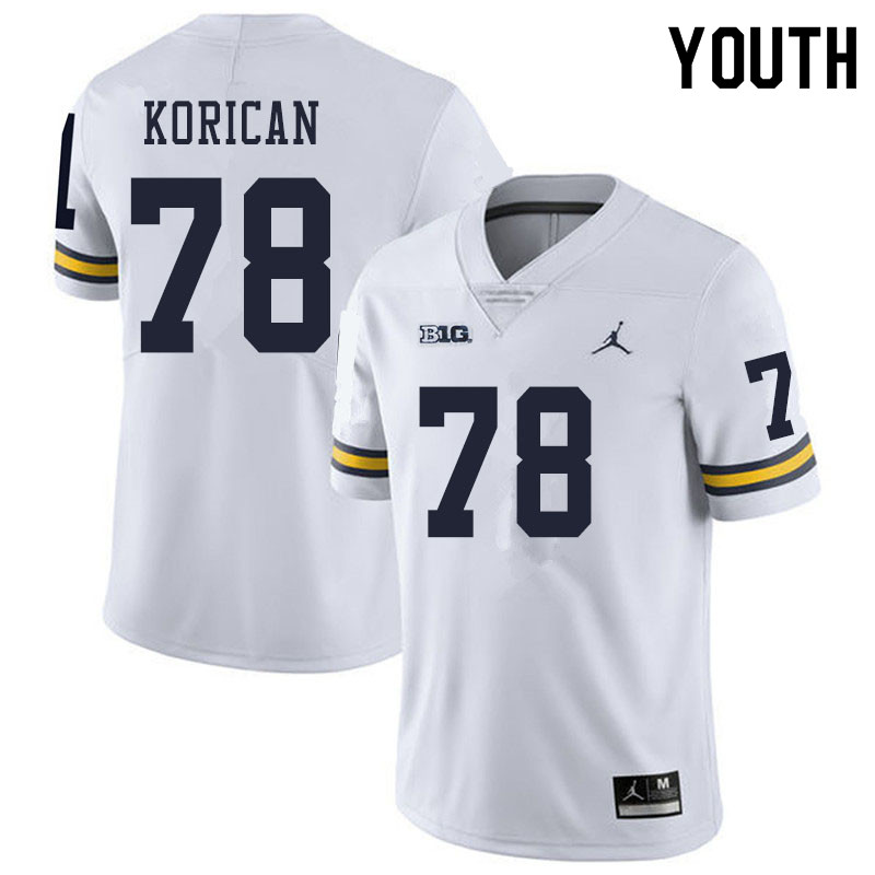 Youth #78 Griffin Korican Michigan Wolverines College Football Jerseys Sale-White